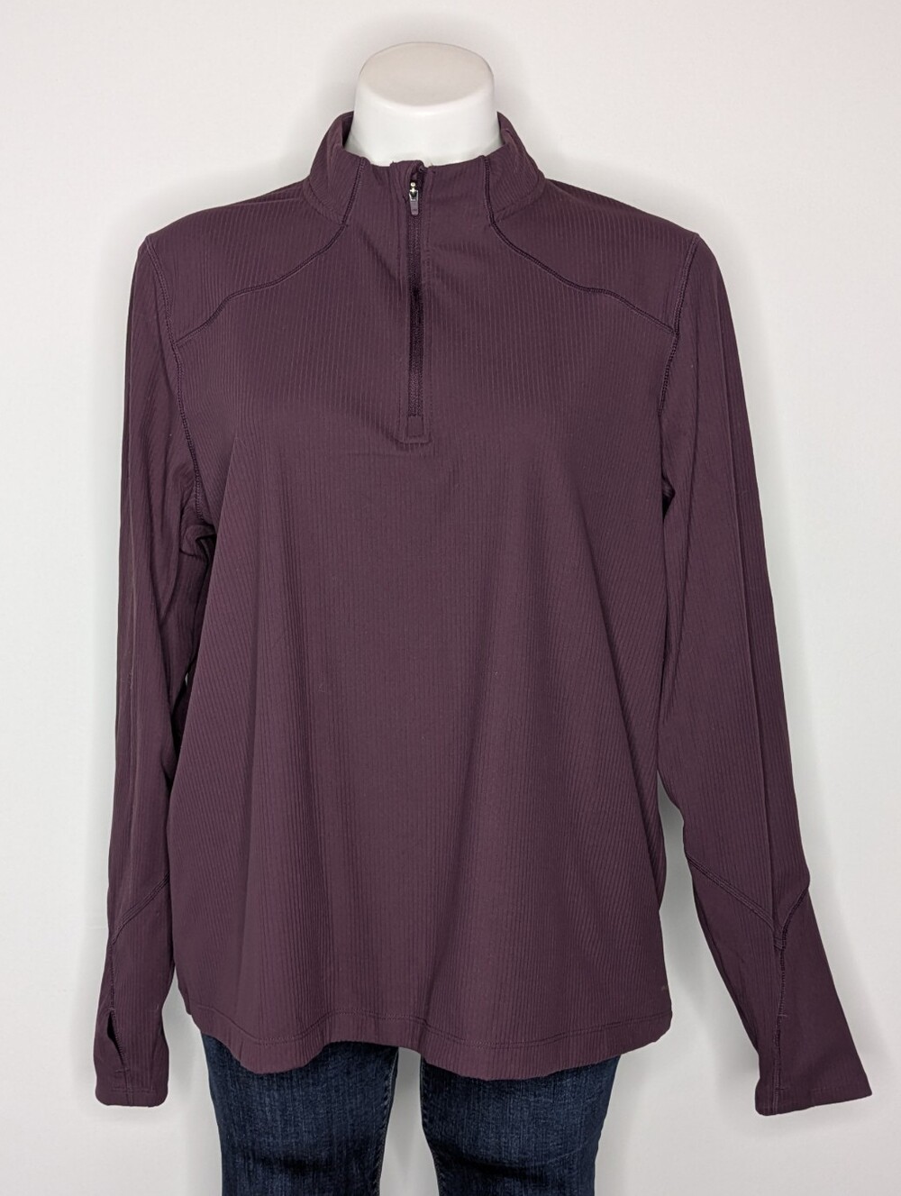 Mondetta Purple Plum 1/4 Zip Long Sleeve Stretchy Athletic Pullover Top XXL